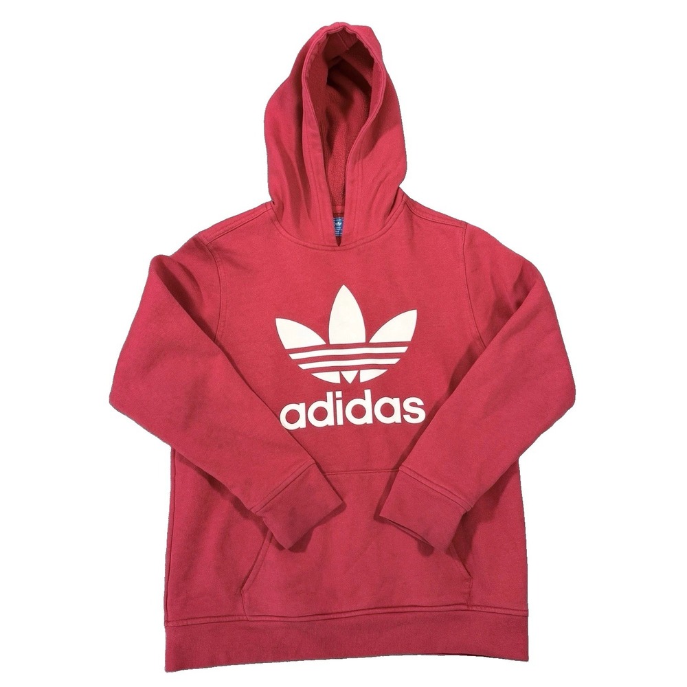 Adidas Originals Trefoil Hoodie Red Pullover Sweatshirt Mens XS Womens Small S